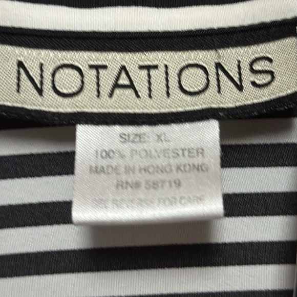 Notations vertical striped button down shirt with hidden buttons 2 front pockets - Picture 2 of 9